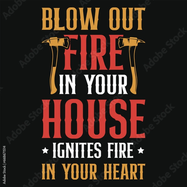Obraz Best firefighter typography or graphics tshirt design