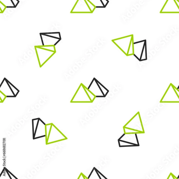Fototapeta Line Egypt pyramids icon isolated seamless pattern on white background. Symbol of ancient Egypt. Vector
