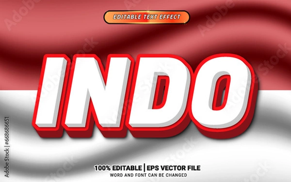 Fototapeta Indo red white vector 3d text effect design