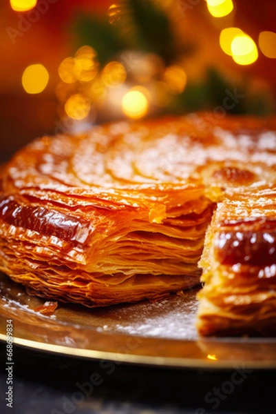 Obraz Delicious Traditional Galette des Rois Close-Up
