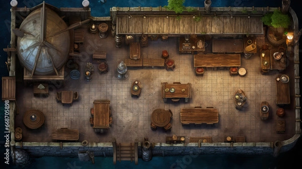Obraz DnD Map Tavern of the Seas Overhead