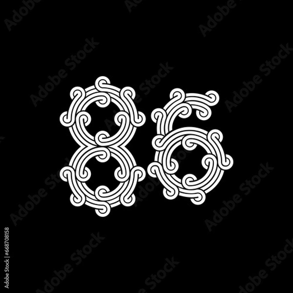 Fototapeta the logo consists of the number 6 and 8 combined. Outline and elegant.