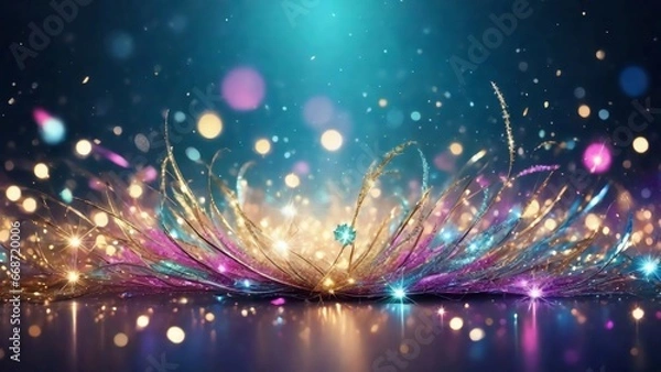 Fototapeta A gorgeous glittery, sparkling, abstract background is a great choice for your project. It will create a feeling of elegance, luxury and dynamism that will captivate your viewers. Generative AI