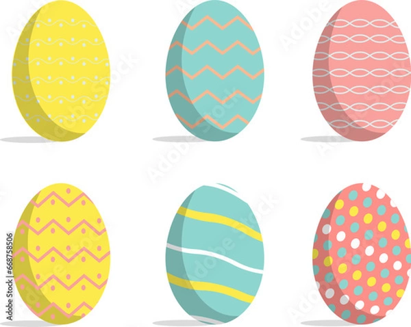 Fototapeta Colorful easter eggs vector illustration in flat style.