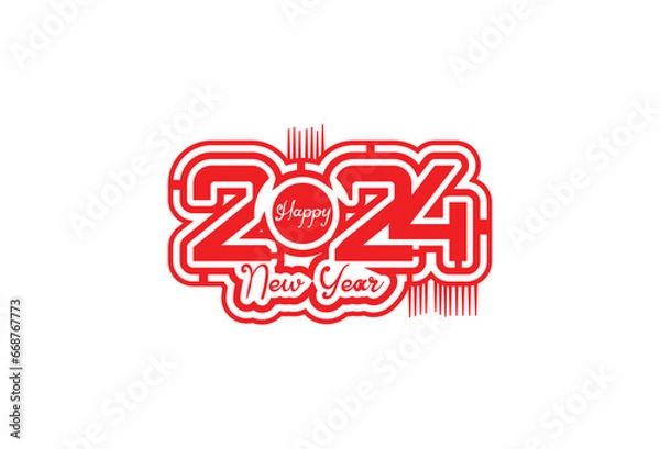 Obraz Happy new year 2024 logo and icon design template