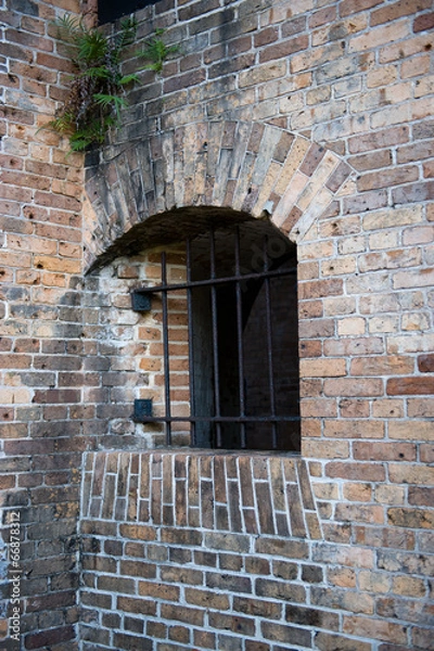 Obraz Brick wall with metal bars