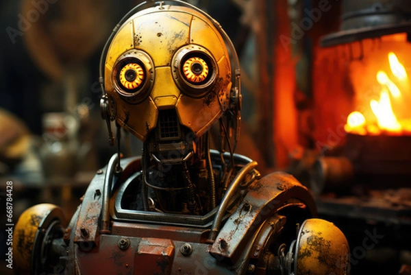 Fototapeta An AI Robot's Journey into the Realm of Artistic Endeavors - Generative AI