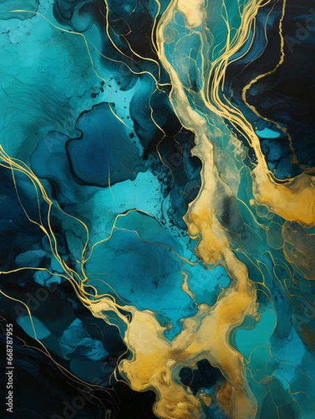 Fototapeta gold reflected in water in the style of gest.