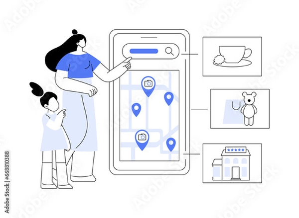 Fototapeta Travel apps abstract concept vector illustration.