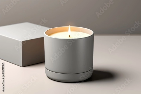 Fototapeta Blank Grey Matte Candle With Box And Lid Mockup
