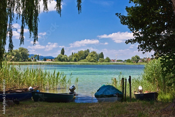 Fototapeta Boote am Bodensee auf der Insel Reichenau 2