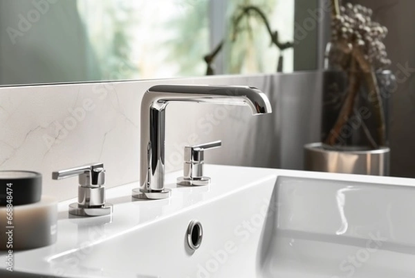 Fototapeta faucet in bathroom
