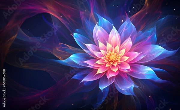 Fototapeta Abstract neon magical flower background