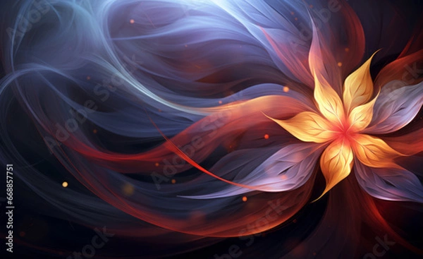 Fototapeta Abstract neon magical flower swirls background