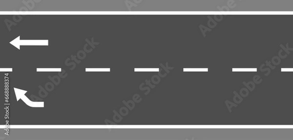 Obraz Two lane road with direction arrows	, vector, view from above