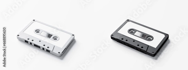 Fototapeta 3D Illustration. Cassette tape mockup isolated on white background