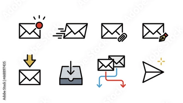 Obraz Various icon sets for sent/received, unread, attachment, sorting, etc. Variable line width