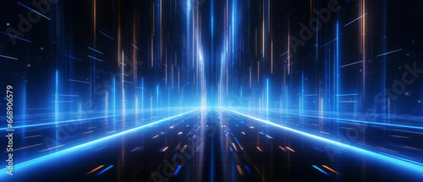 Obraz blue abstract light technology background