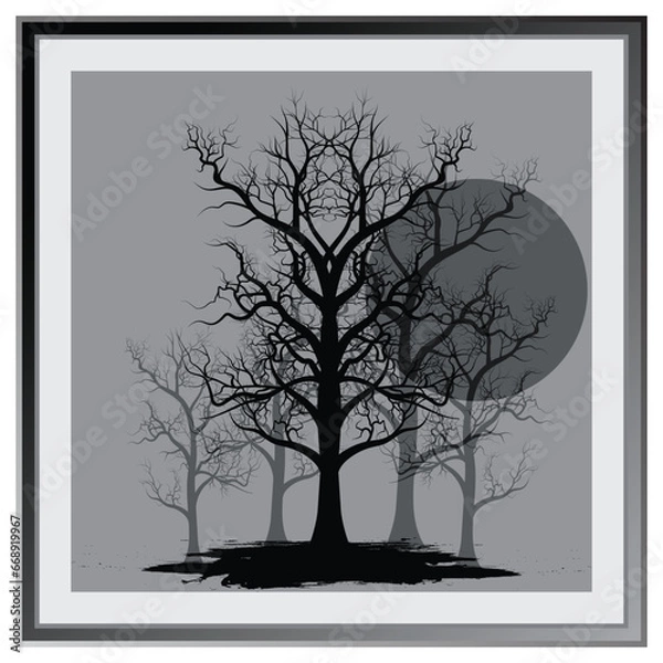 Obraz vector tree with branches in the wind