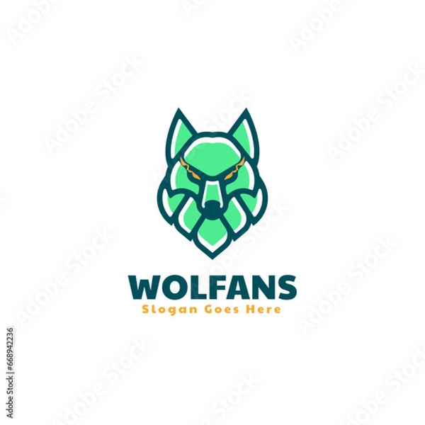 Obraz Vector Logo Illustration Wolf Simple Mascot Style.