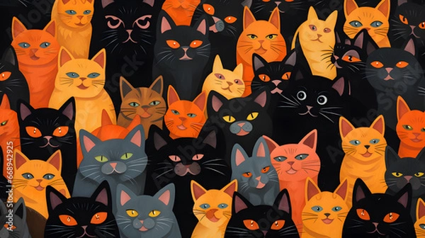 Fototapeta seamless pattern with cats