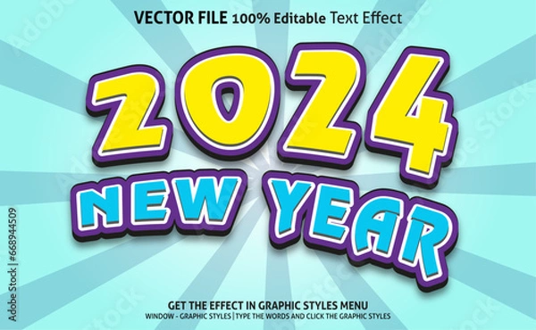 Obraz 2024 new year 3d text effect and editable text effect