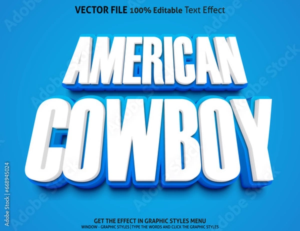 Obraz American cowboy 3d text effect and editable text effect