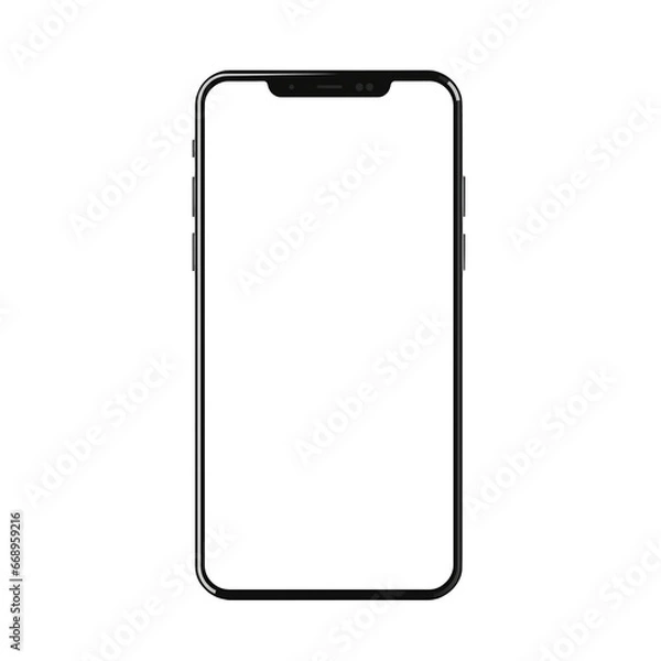 Obraz black-edged smartphone with clear blank screen on white background