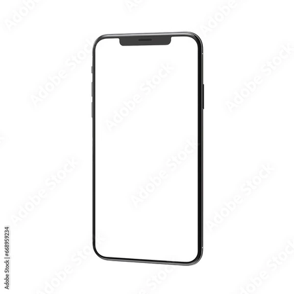 Fototapeta vertical modern smartphone with blank white screen isolated on white