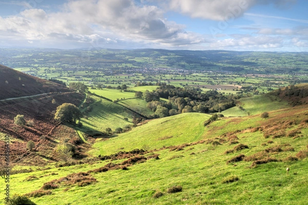 Fototapeta Landscape with Hills and Blue Sky (The Clwydian Range
and Dee Valley)