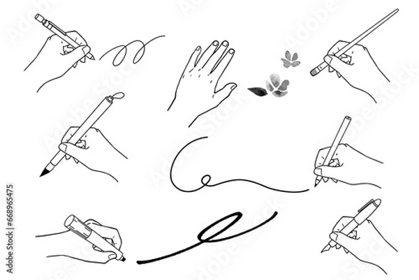 Fototapeta  書く手・描く手（線画のみ）