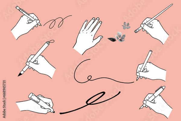 Fototapeta  書く手・描く手（白下地あり）