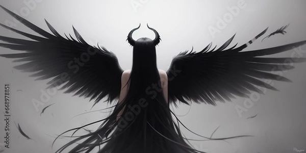 Obraz 悪魔, 羽, 翼, 美少女, generative ai, 