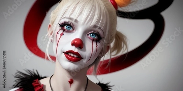 Obraz 殺人ピエロ, 道化, クラウン, 恐怖, 畏怖, generative ai, 