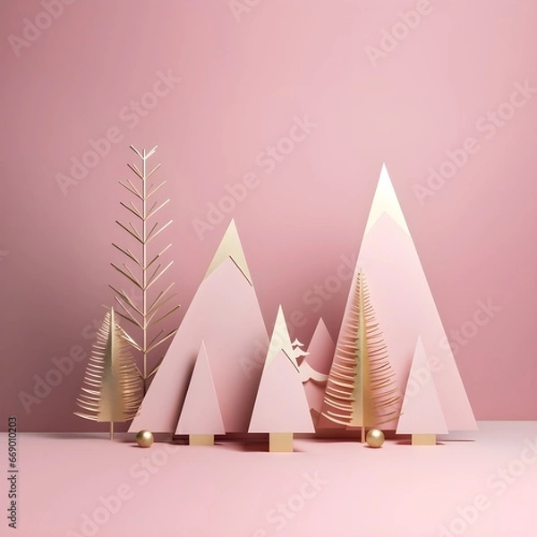 Fototapeta merry christmas event product display podium with decoration background 3d rendering  AI generative