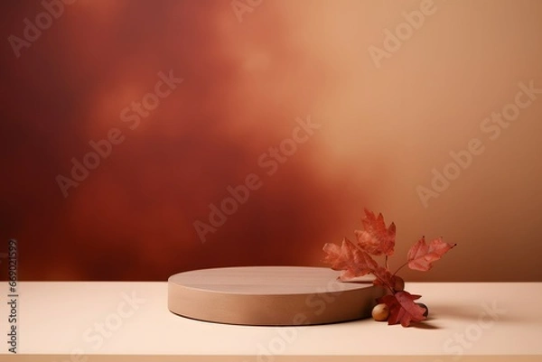 Obraz empty platform for product display with autumn theme background