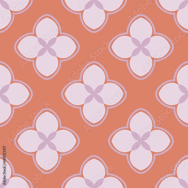 Fototapeta Pink geometric ornament on an orange red background