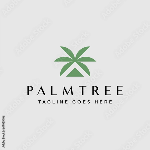 Fototapeta palm tree house logo vector icon illustration
