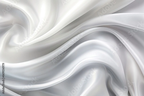 Fototapeta Dreamy Folds: White Gray Satin Texture - Panoramic Background with a Touch of Elegance