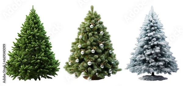 Fototapeta Collection of Christmas tree ornaments, decorations for celebration, isolated on transparent background, generative ai
