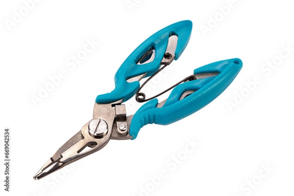 Obraz Tackle pliers for fishing blue color isolated on white background.