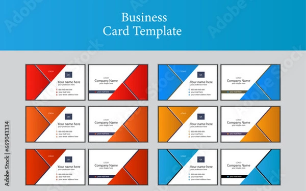 Obraz simple business card design template with color variation. vector illustration.