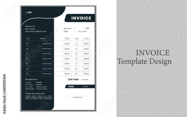 Obraz simple invoice design template.vector illustration.