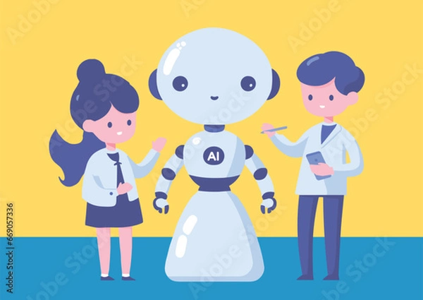 Obraz 子供2人とAIロボ