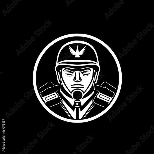 Fototapeta Military - Black and White Isolated Icon - Vector illustration