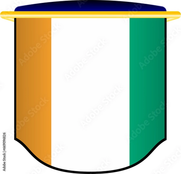 Fototapeta Cote  D'ivoire Flag Shield Shape