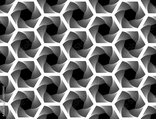 Fototapeta Design seamless monochrome hexagon geometric pattern