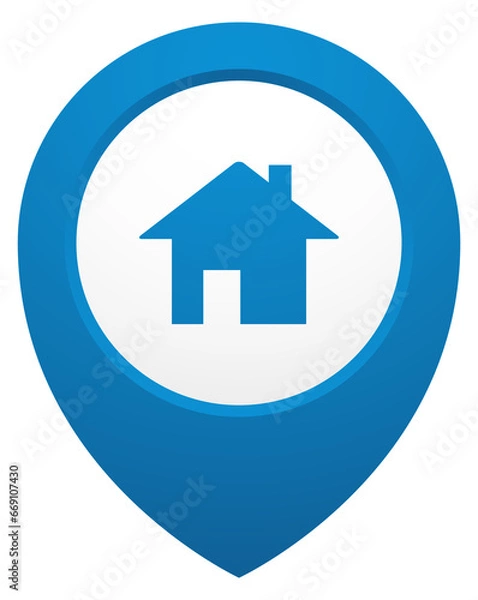 Obraz Home map pointer. Blue geo pin marker