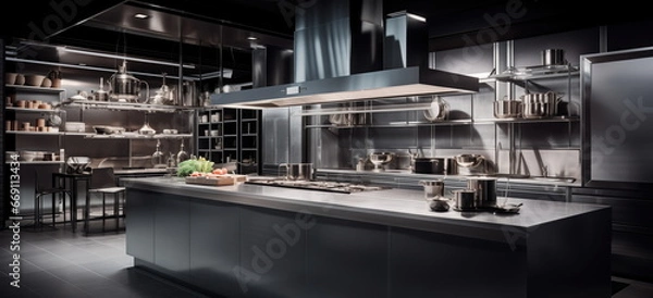 Obraz studio kitchen. Hand edited AI.