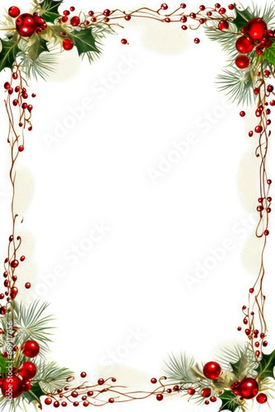 Obraz Christmas table frame border emptypage Whitebackgroun